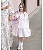 Color:Pink - Image 5 - x The Broke Brooke Little Girls 2T-6X Kennedy Pique Pinafore Embroidered Dress