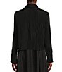 Color:Black - Image 2 - Crinkle Crushed Silk High Neck Long Sleeve Crop Length Jacket