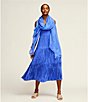 Color:Blue Star - Image 4 - Crinkle Silk Scoop Neck Sleeveless A-Line Tiered Midi Dress