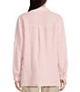 Color:Crystal Pink - Image 2 - Dyed Handkerchief Linen Point Collar Long Sleeve Button-Front Shirt