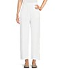 Color:White - Image 1 - Knit French Terry Organic Cotton Straight-Leg Pull-On Slouchy Ankle Pants