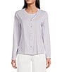 Color:Wisteria - Image 1 - Knit Jersey Organic Cotton V-Neck Long Sleeve Button-Front Cardigan