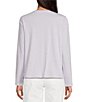 Color:Wisteria - Image 2 - Knit Jersey Organic Cotton V-Neck Long Sleeve Button-Front Cardigan