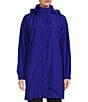 Color:Blue Violet - Image 1 - Light Cotton Stand Collar Hidden Hooded Long Sleeve Pocketed Boxy Long Coat