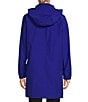 Color:Blue Violet - Image 2 - Light Cotton Stand Collar Hidden Hooded Long Sleeve Pocketed Boxy Long Coat