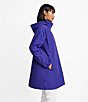 Color:Blue Violet - Image 4 - Light Cotton Stand Collar Hidden Hooded Long Sleeve Pocketed Boxy Long Coat