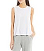 Color:White - Image 1 - Lightweight Jersey Knit Sleeveless Crew Neck Shell