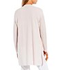 Color:Crystal Pink - Image 2 - Merino Wool Crepe Long Sleeve Side Slit Open-Front Cardigan