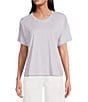 Color:Wisteria - Image 1 - Organic Cotton Knit Jersey Crew Neck Short Sleeve Boxy Tee Shirt