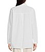 Color:White - Image 2 - Organic Cotton Poplin Point Collar Long Sleeve High-Low Hem Button-Front Shirt