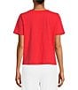 Color:Watermelon - Image 2 - Organic Cotton Slubby Jersey Knit V-Neck Short Sleeve Tee Shirt