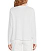 Color:White - Image 2 - Organic Linen Jersey Knit Crew Neck Long Sleeve Tee Shirt