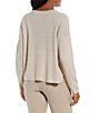 Color:Natural White - Image 2 - Organic Linen Jersey Knit Round Neck Long Sleeve Box Top