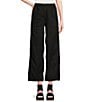 Color:Black - Image 1 - Organic Linen Elastic Waist Relaxed Wide-Leg Pocketed Ankle Pants