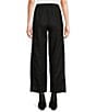 Color:Black - Image 2 - Organic Linen Elastic Waist Relaxed Wide-Leg Pocketed Ankle Pants