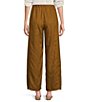 Color:Bronze - Image 2 - Organic Linen Elastic Waist Relaxed Wide-Leg Pocketed Ankle Pants