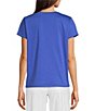 Color:Blue Star - Image 2 - Organic Pima Cotton Jersey V-Neck Short Sleeve Tee Shirt