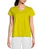 Color:Citron - Image 1 - Organic Pima Cotton Jersey V-Neck Short Sleeve Tee Shirt