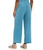 Color:River - Image 2 - Petite Size Silk Georgette Crepe Elastic Waisted Wide-Leg Pull-On Ankle Pants