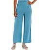 Color:River - Image 4 - Petite Size Silk Georgette Crepe Elastic Waisted Wide-Leg Pull-On Ankle Pants