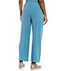 Color:River - Image 5 - Petite Size Silk Georgette Crepe Elastic Waisted Wide-Leg Pull-On Ankle Pants