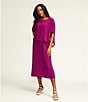 Color:Rhapsody - Image 6 - Petite Size Silk Georgette Crepe Scoop Neck Sleeveless Pocketed Shift Midi Dress