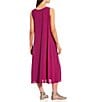 Color:Rhapsody - Image 2 - Petite Size Silk Georgette Crepe Scoop Neck Sleeveless Pocketed Shift Midi Dress