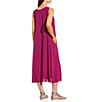 Color:Rhapsody - Image 4 - Petite Size Silk Georgette Crepe Scoop Neck Sleeveless Pocketed Shift Midi Dress