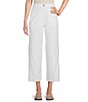 Color:White - Image 1 - Petite Size Stretch Organic Cotton Hemp Pocketed Wide-Leg Ankle Pant
