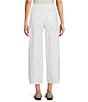 Color:White - Image 2 - Petite Size Stretch Organic Cotton Hemp Pocketed Wide-Leg Ankle Pant