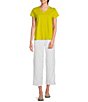 Color:White - Image 3 - Petite Size Stretch Organic Cotton Hemp Pocketed Wide-Leg Ankle Pant