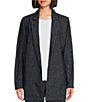 Color:Denim - Image 1 - Petite Size Tweedy Hemp Organic Cotton Notch Lapel Collar Long Sleeve Open-Front Long Blazer