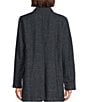 Color:Denim - Image 2 - Petite Size Tweedy Hemp Organic Cotton Notch Lapel Collar Long Sleeve Open-Front Long Blazer
