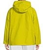 Color:Citron - Image 2 - Plus Size Anorak Light Cotton Stand Collar Water Resistant Long Sleeve Pocketed Boxy Hooded Jacket