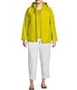 Color:Citron - Image 3 - Plus Size Anorak Light Cotton Stand Collar Water Resistant Long Sleeve Pocketed Boxy Hooded Jacket