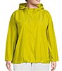 Color:Citron - Image 4 - Plus Size Anorak Light Cotton Stand Collar Water Resistant Long Sleeve Pocketed Boxy Hooded Jacket