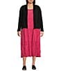 Color:Geranium - Image 3 - Plus Size Crinkle Silk Scoop Neck Sleeveless A-Line Tiered Midi Dress
