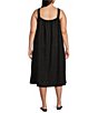 Color:Black - Image 2 - Plus Size Delave Organic Linen Scoop Neck Sleeveless Ruched Cami Shift Dress