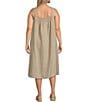 Color:Unnatural - Image 2 - Plus Size Organic Linen Square Neck Sleeveless Smocked Midi Dress