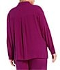 Color:Rhapsody - Image 2 - Plus Size Silk Georgette Crepe Point Collar Long Sleeve Button-Front Shirt