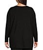 Color:Black - Image 2 - Plus Size Tencel Jersey Crew Neck Long Sleeve Tunic