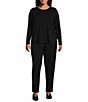 Color:Black - Image 3 - Plus Size Tencel Jersey Tapered Slouch Ankle Length Pants