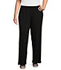 Color:Black - Image 1 - Plus Size Tencel™ Lyocell Stretch Knit Jersey Straight Leg Pull-On Pants