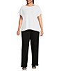 Color:Black - Image 3 - Plus Size Tencel™ Lyocell Stretch Knit Jersey Straight Leg Pull-On Pants