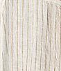 Color:Bronze - Image 4 - Puckered Organic Linen Stripe Print Point Collar Long Sleeve Button-Front Shirt