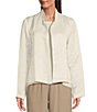Color:Ivory - Image 1 - Satin Woven Stand Collar Long Sleeve Easy Fit Jacket