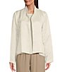 Color:Ivory - Image 4 - Satin Woven Stand Collar Long Sleeve Easy Fit Jacket