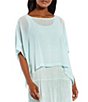 Color:Clearwater - Image 4 - Sheer Silk Georgette Short Sleeve Boxy Poncho