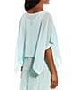 Color:Clearwater - Image 5 - Sheer Silk Georgette Short Sleeve Boxy Poncho