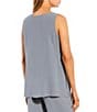 Color:Steel - Image 2 - Silk Georgette Crepe Boat Neck Sleeveless Tunic